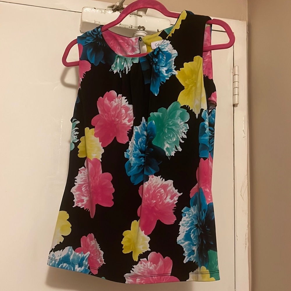 Calvin Klein Medium Dressy Career Blouse Lemon, Green, Pink, Black, Blue, White